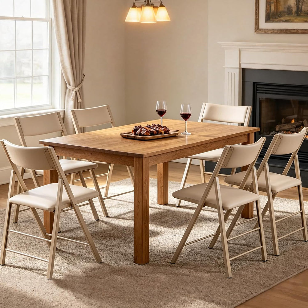 Padded Folding Chairs 2 Pack, 450LBS Heavy Duty Folding Dining Chair, Wood | ...