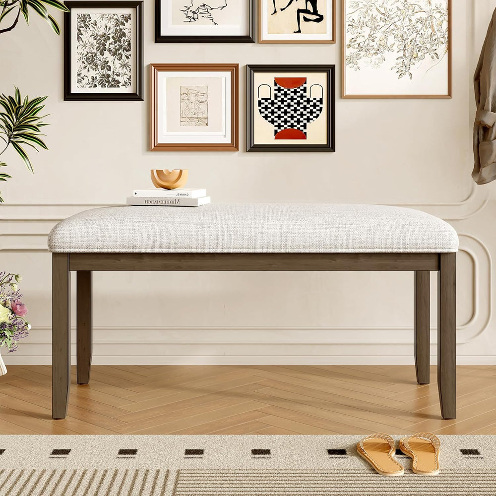 38-inch Small Upholstered Dining Bench, Vintage Wooden Bench Indoor, Entry Wa...