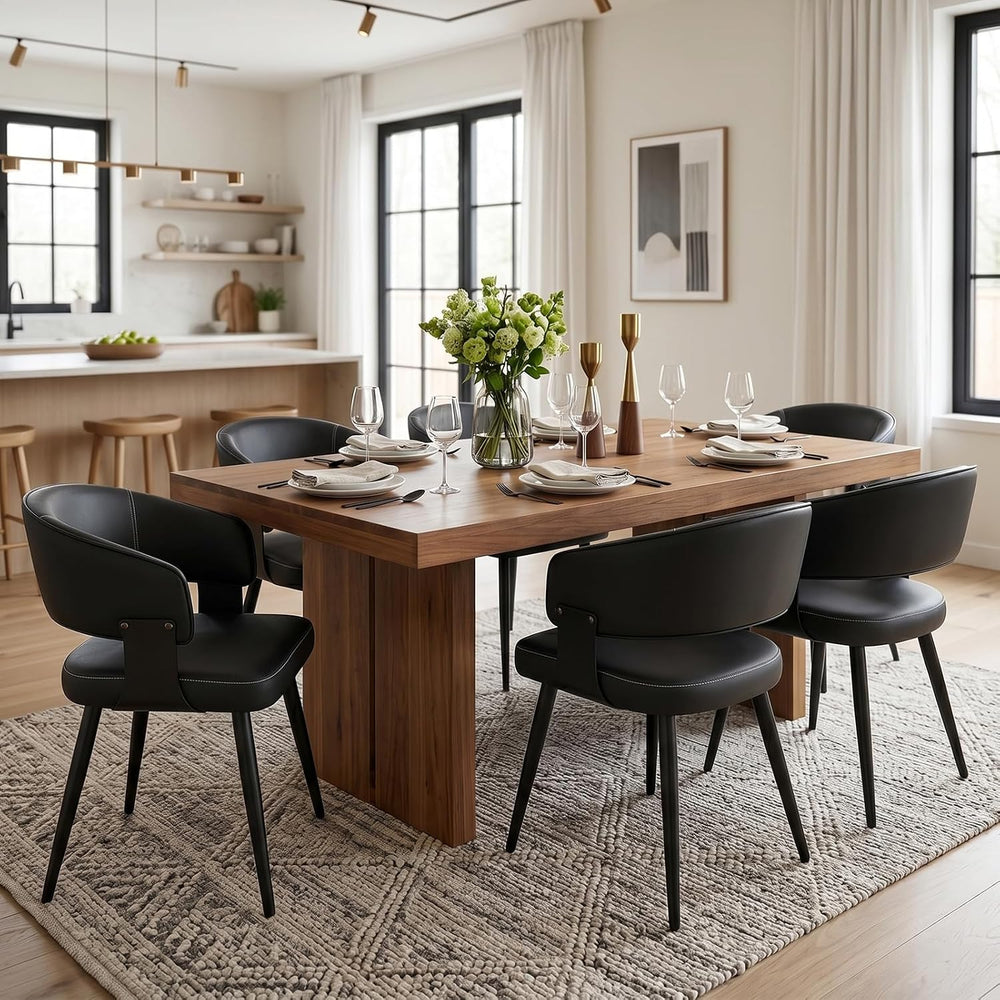 Dining Chairs Set of 6, Modern Faux Leather Kitchen Chairs