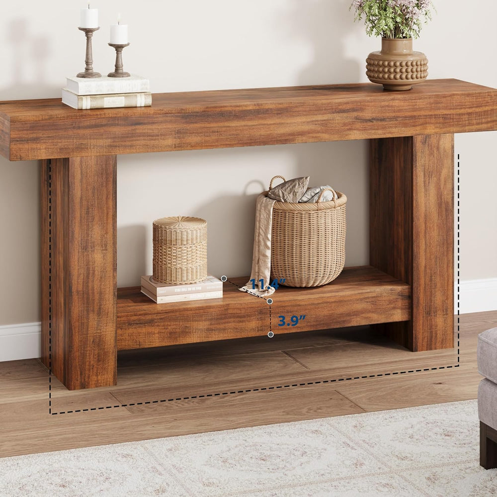 GAOMON 63" Farmhouse Console Table for Entryway - 2-Tier Storage Shelf, ...