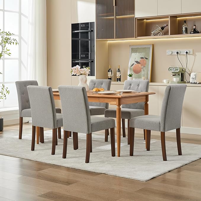 Upholstered Dining Chairs Set of 2, Button Tufted Parsons Chairs with Wood Le...