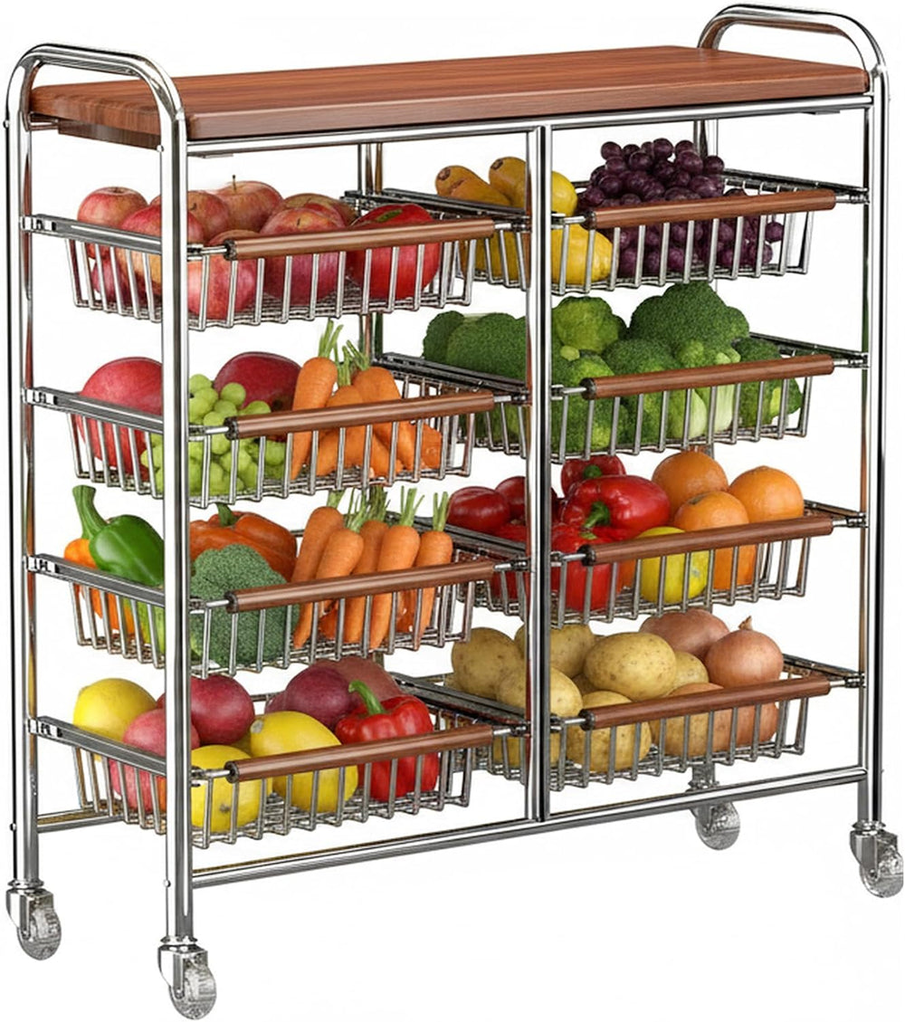 10-Tier Rolling Kitchen Storage Cart, Heavy Duty Wire Pantry Rack | Rust-proo...