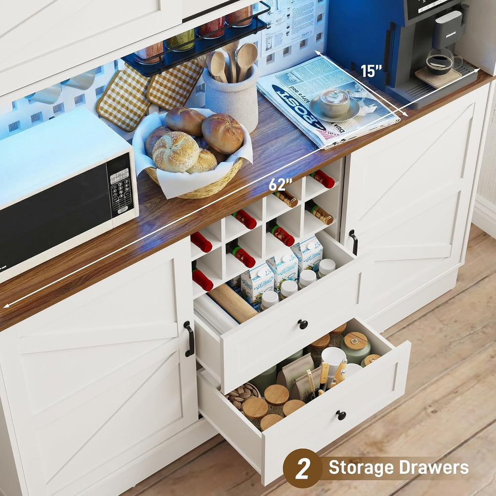 75”Tall 63"W Extra Large Farmhouse Kitchen Storage Pantry Hutch Cabinet ...
