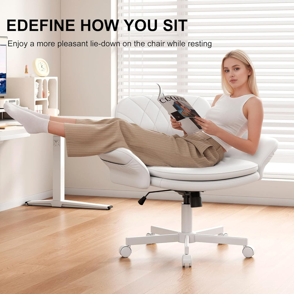 Misolant Criss Cross Chair with Armrests & Wheels for Cross-Legged Sittin...