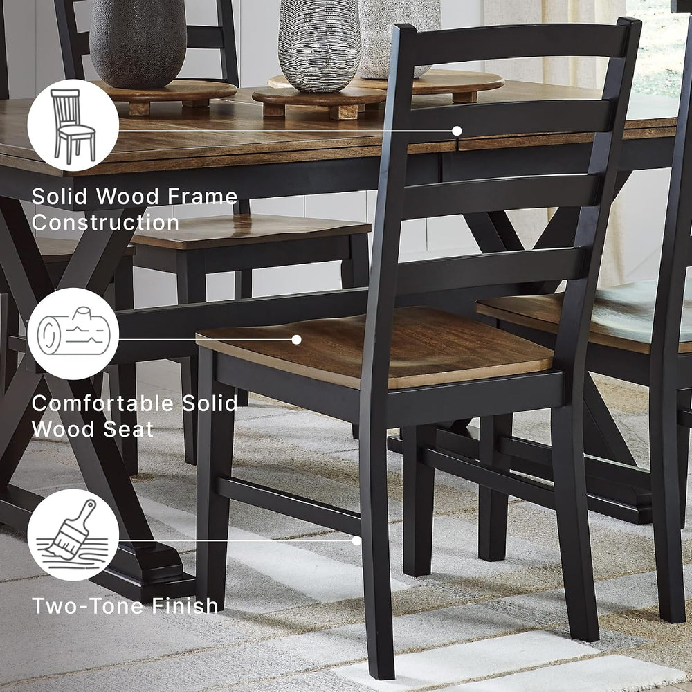 Signature Design by Ashley Wildenauer Dining Chairs Set of 2, Modern Ladderba...