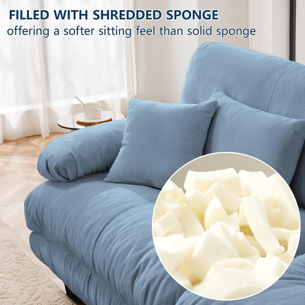 Loveseat Modular Sectional Sofa, U Shaped Couch with 2 Ottoman, Light blue