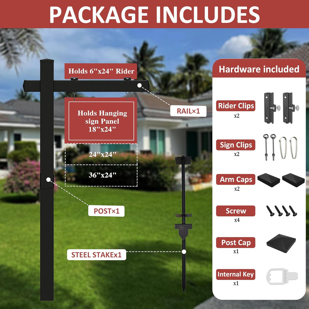 Vinyl PVC Real Estate Sign Post 6' Tall (Connected type), Black Realtor Y...