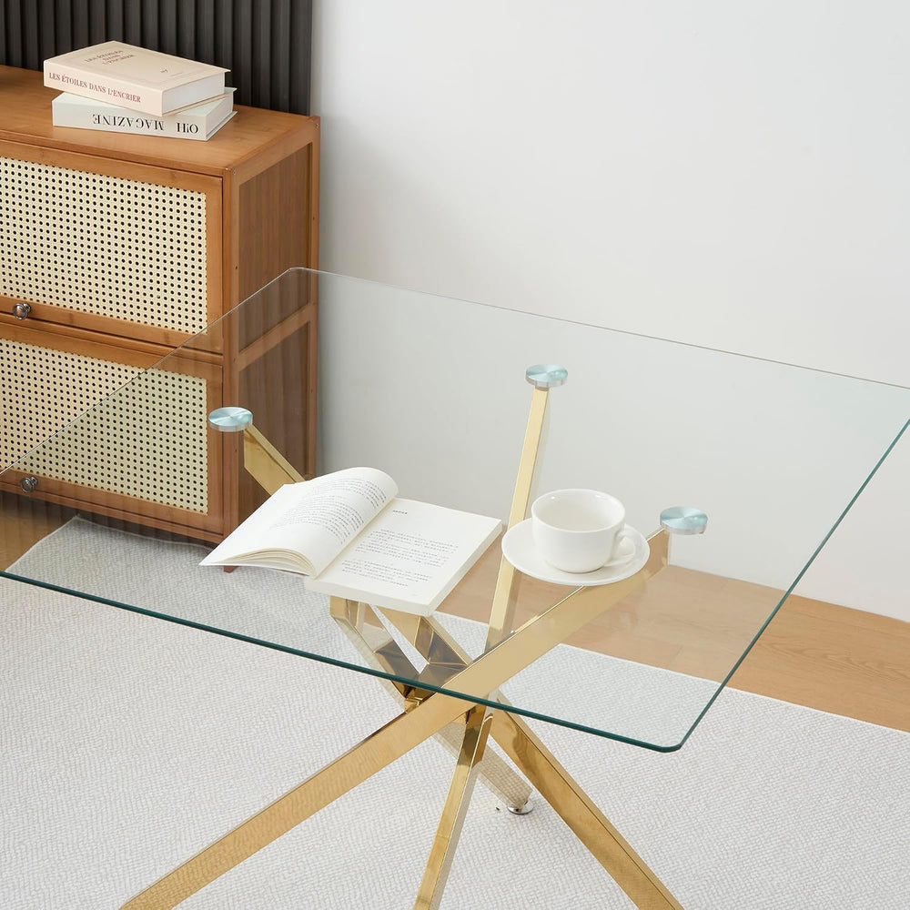 Henf 36'' Tempered Glass Dining Table for 2-4 People, Square Kitchen ...