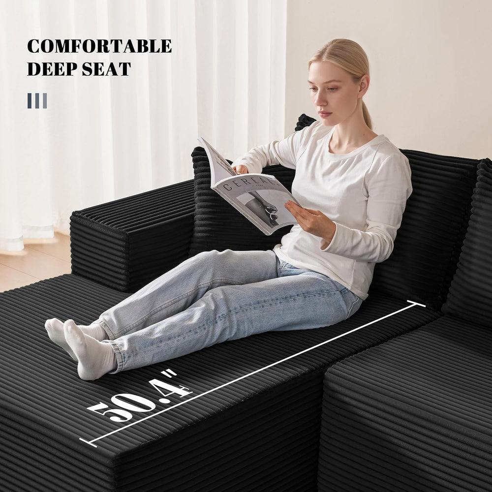 Mangodan 140” Cloud Sectional Couch, Modular Sectional Sofa with Deep Seat, B...