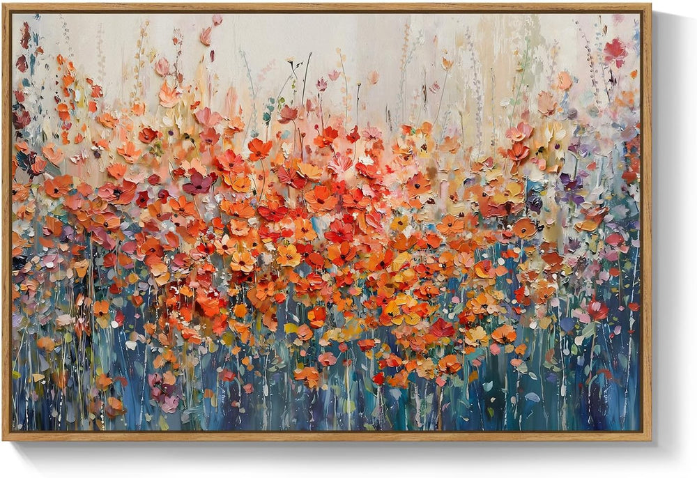 Framed Modern Abstract Colorful Flower Wall Art for Living room, 24x36 In