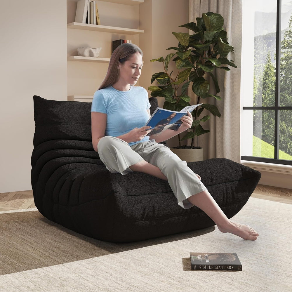 Giant Bean Bag Chair for Adults,Comfy Lazy Fireside Accent Chair with Memory ...
