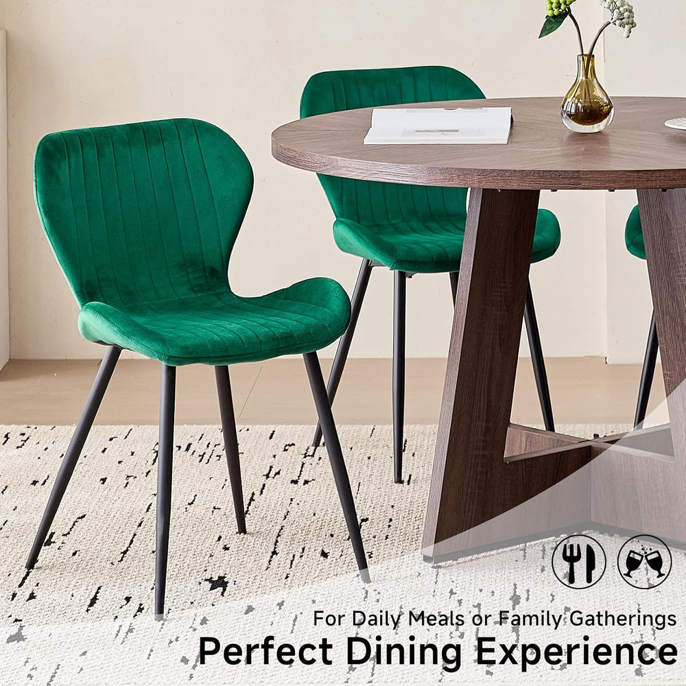 Green Velvet Dining Chairs Set of 4, Ergonomic Kitchen Chairs | Modern Uphols...