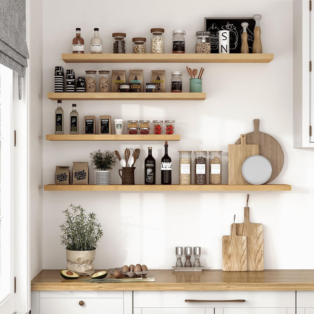 Vivelove 10 in Deep Floating Shelves 16” Set of 2, Oak