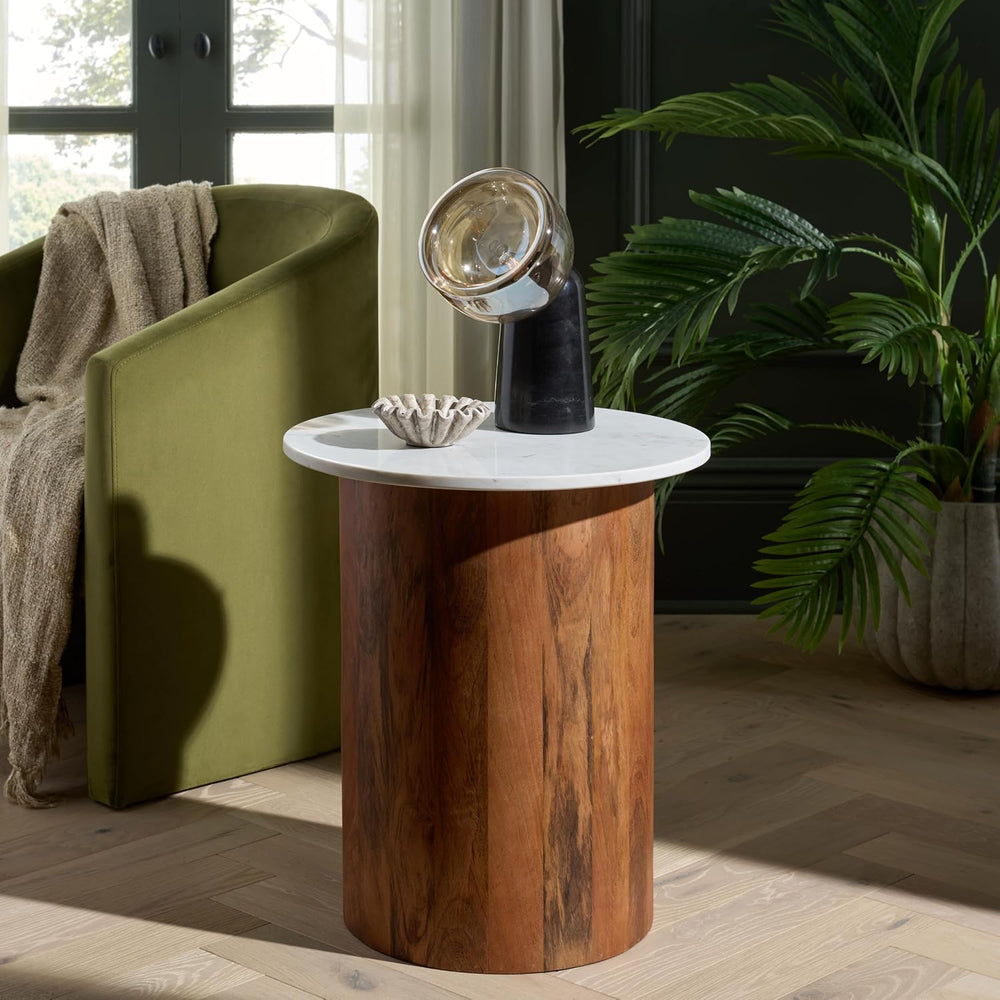SAFAVIEH Home Collection - Kappie Round Accent Table with White Marble Top &a...
