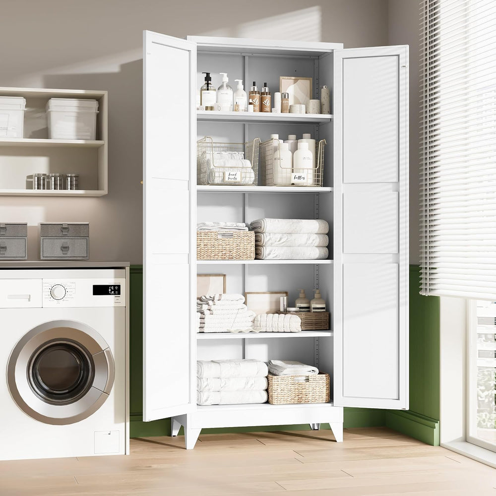 Letaya 75" H Metal Storage Cabinet with 2 Doors and 4 Shelves,Tall Kitch...
