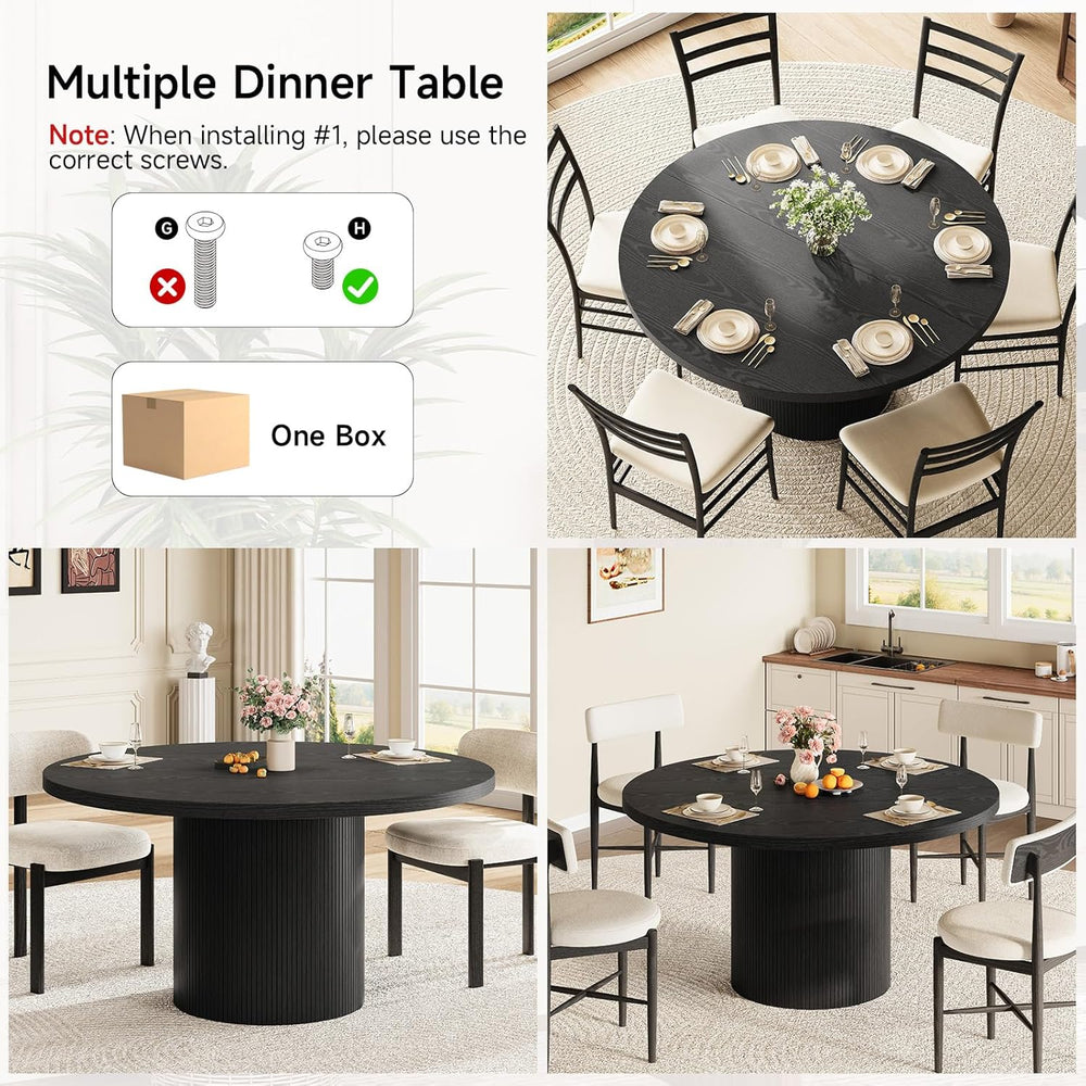 Round Kitchen Dining Table for 4-6 People, 47 inch Mid-Century Circle Dinner ...