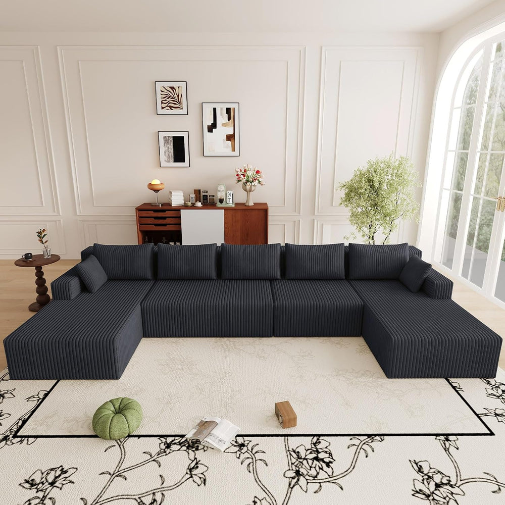 160" U Shaped Cloud Couch, Oversized Modular Sectional Sofa for Living R...