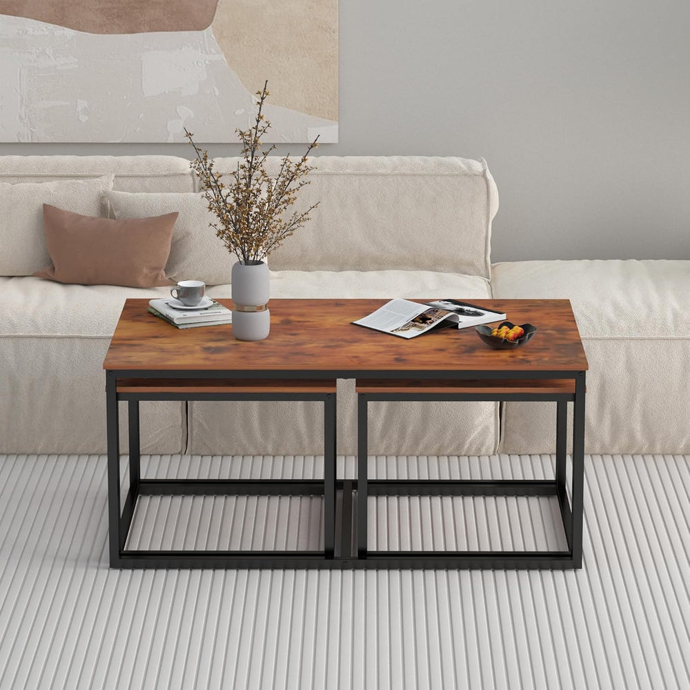 Nesting Coffee Tables,3 Piece Living Room Coffee Table,Industrial Rectangular...