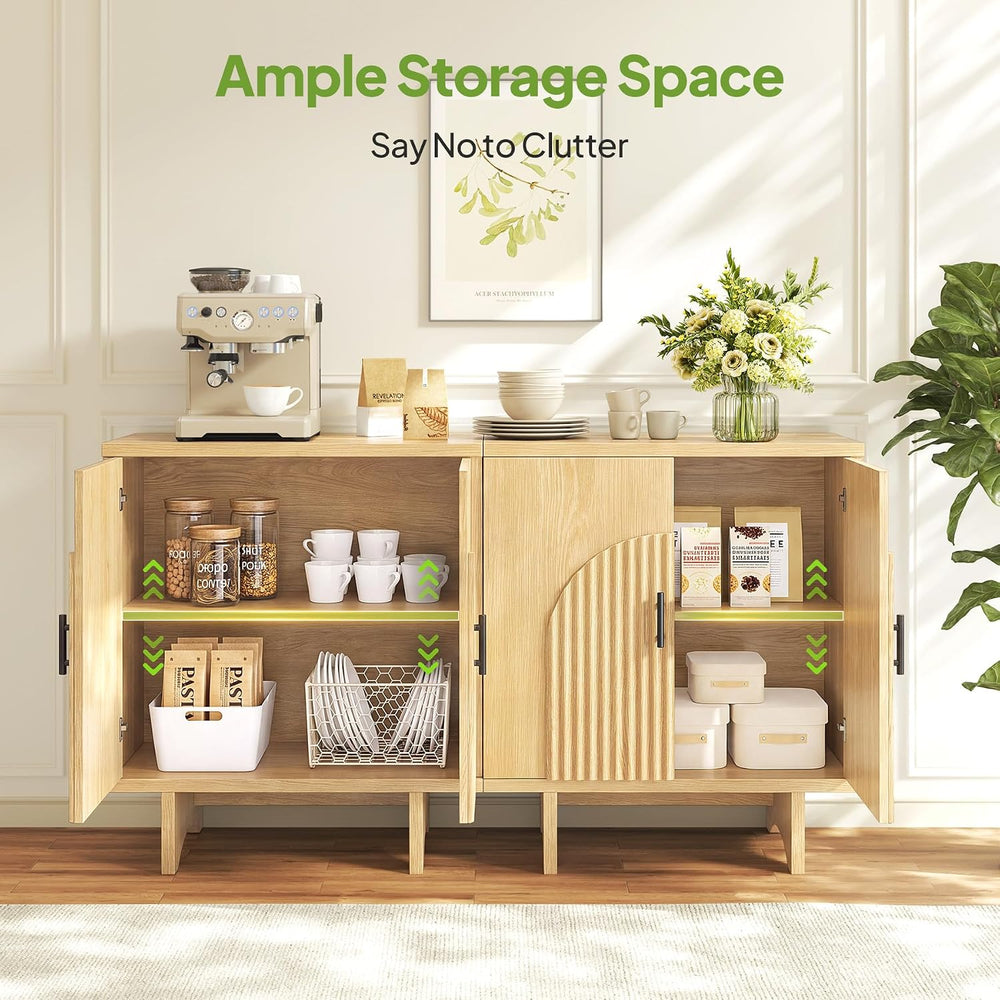 Welzona Sideboard Buffet Cabinet With Storage, Accent Cabinet, Natural
