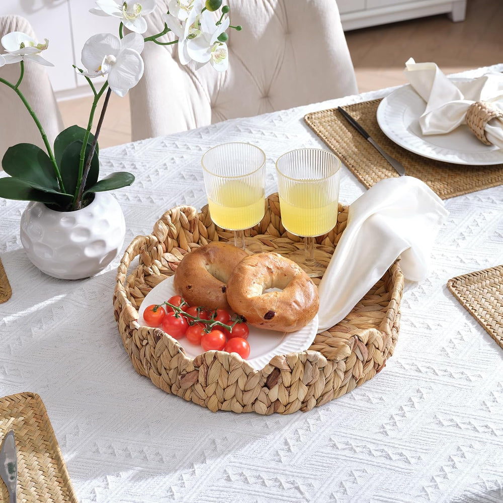 YANGQIHOME Round Scalloped Serving Tray, 14 inch