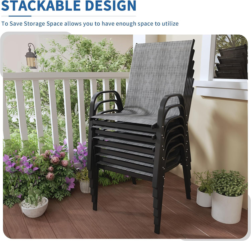PIZZELLO Patio Chairs Set of 4, Outdoor Stackable Dining Chairs