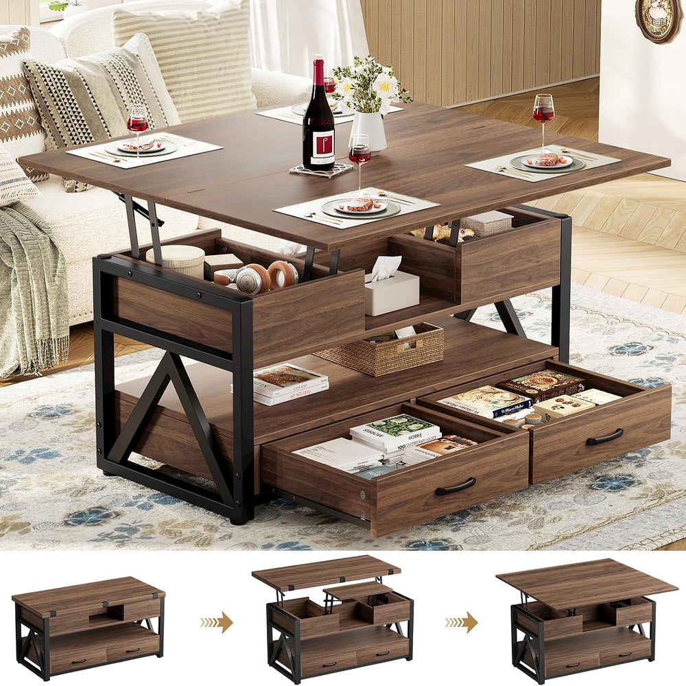 Memobarco 40" Lift Top Coffee Table with Storage,Walnut