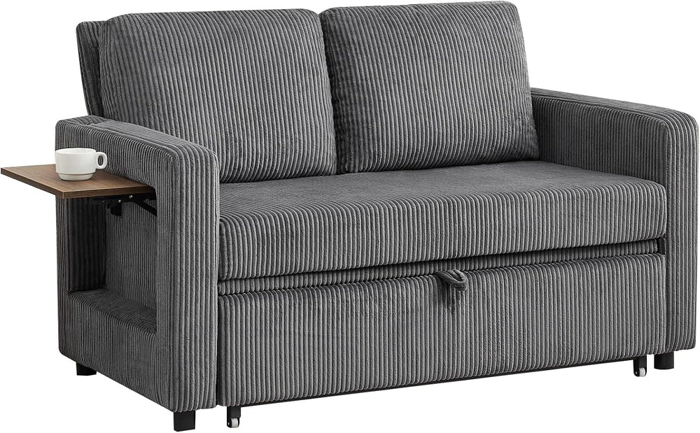 3 in 1 Convertible Sofa Bed, Pull Out Couch with Dual USB and Type C Ports, C...