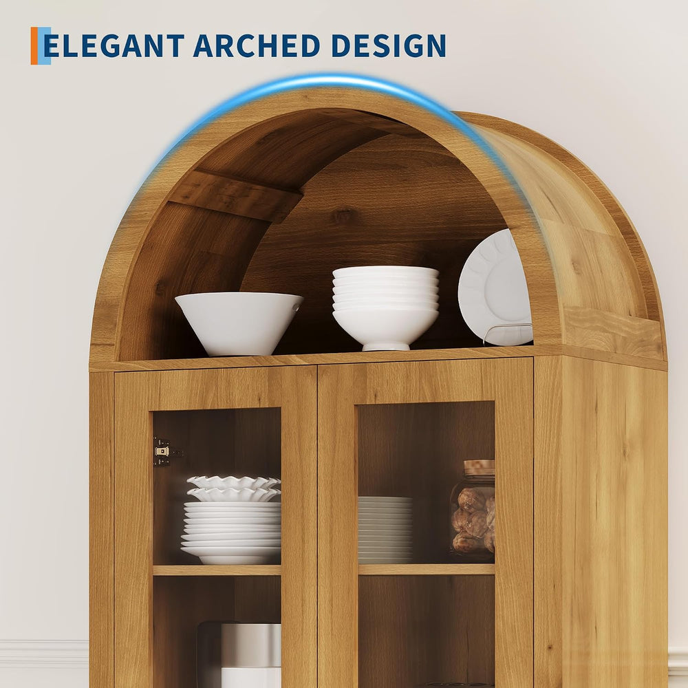 CuisinSmart 70" Tall Arched Storage Cabinet with 2 Acrylic Doors, Wooden...