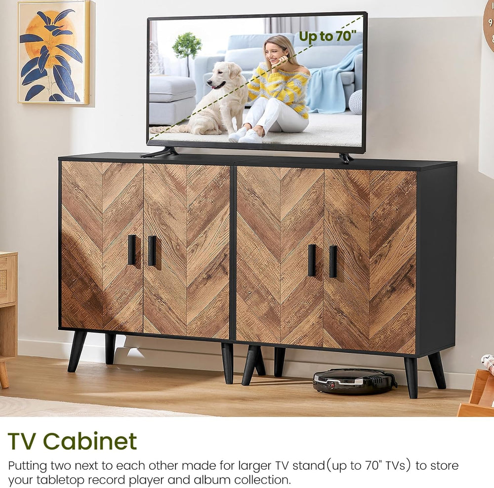 Iwell Storage Cabinet with 2 Shelves & Doors, Sideboard Buffet Cabinet wi...