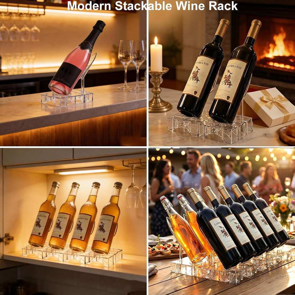 Acrylic Wine Rack Countertop, Expandable Modular Wine Bottle Display Stand, C...