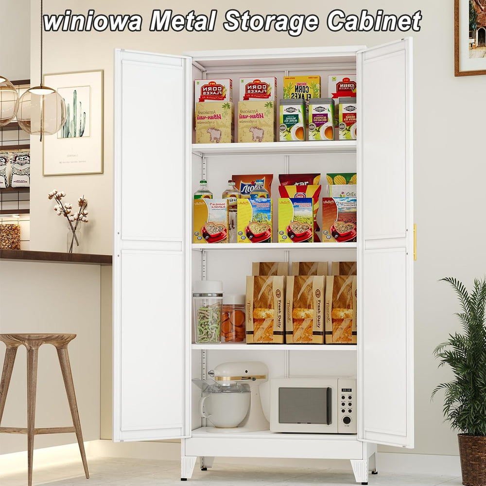 Winiowa Metal Pantry Cabinet with 2 Doors and Adjustable Shelves - 61" K...