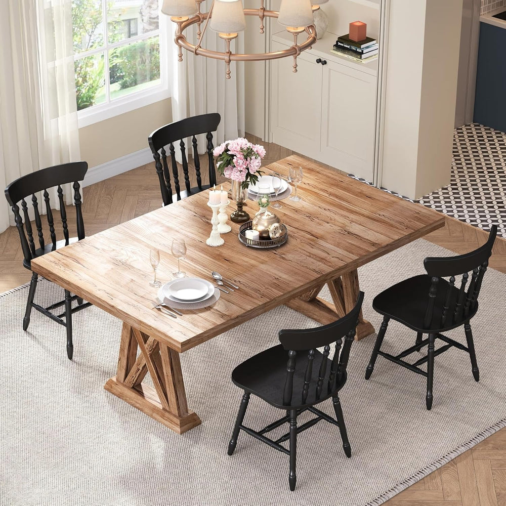 chairus Vintage Black Dining Chairs Set of 6, Farmhouse Windsor Wooden Dining...