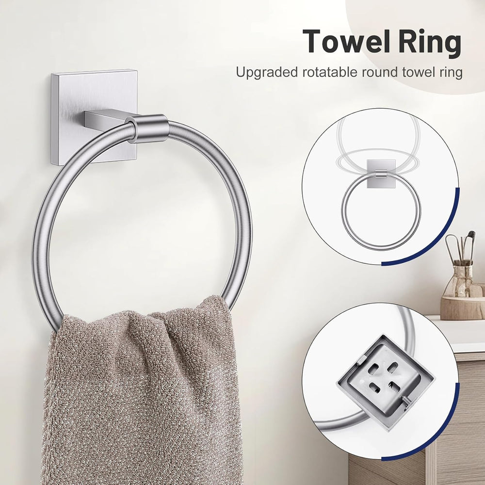 Towel Ring Set 4 Piece Bathroom Hardware Set Includes Towel Ring 2 Towel Hook...