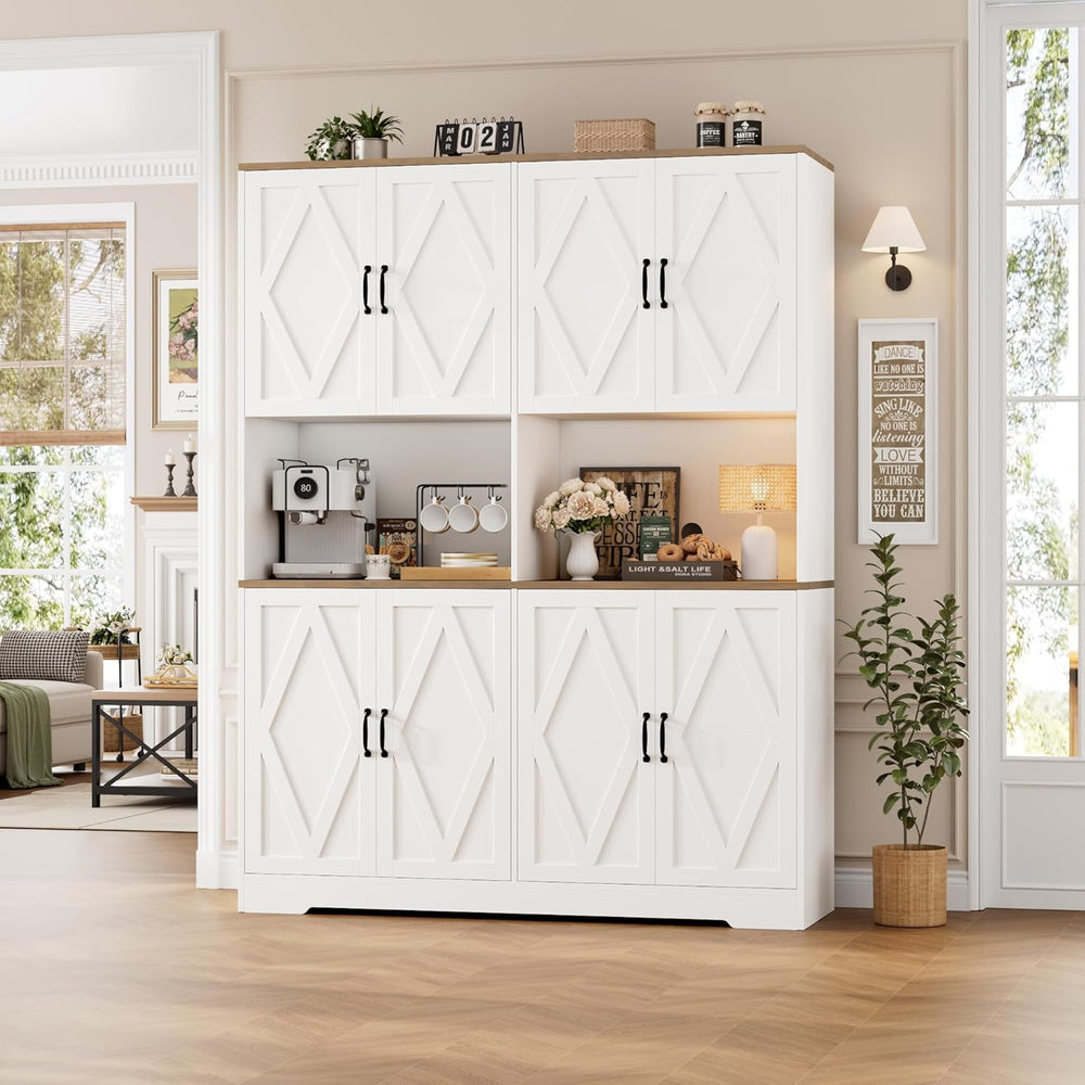 HOSTACK 71" Tall Pantry Cabinet, 55" Wide Kitchen Pantry Storage Ca...
