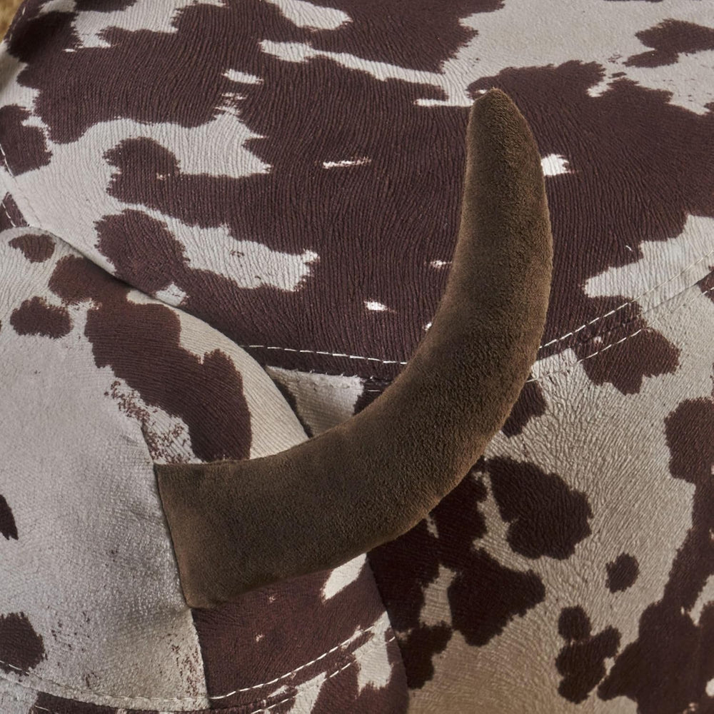 Modern Footstool, Cow-Shaped Ottoman with Birch Legs Cute Velvet Foot Rest fo...