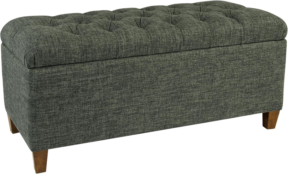 HomePop Ainsley 40" Storage Ottoman Bench - Green Clover Fabric