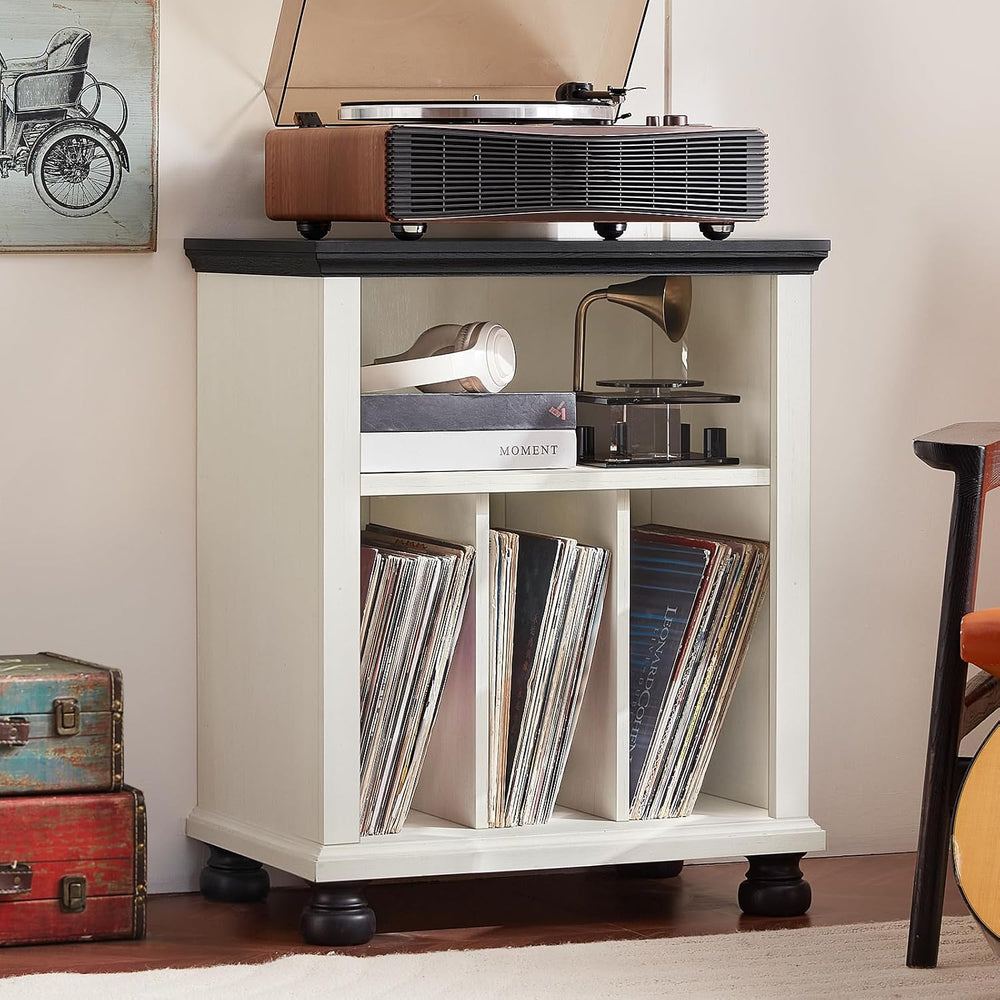 Joaxswe 24" Wide Record Player Stand with Vinyl Record Storage, White