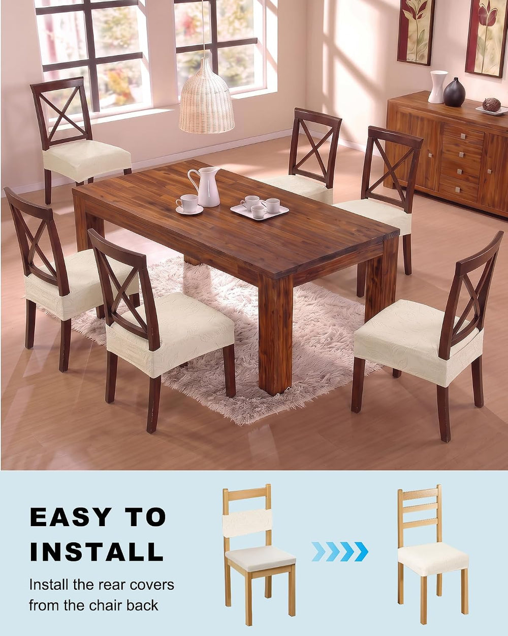 CRFATOP Waterproof Dining Chair Seat Cover Set of 4 Stretch Slipcover,L,24
