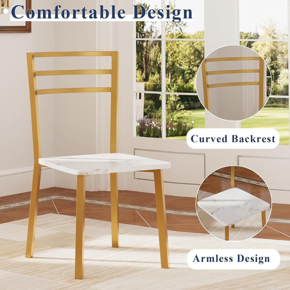 VECELO Small Round Dining Table Set for 2, Wood Tabletop with Strong Metal Fr...