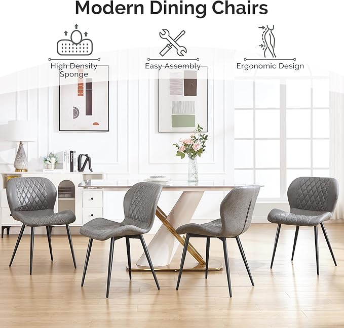 Dining Chairs Set of 2, Comfy Modern Dining Chairs with Thick Cushions, Uphol...