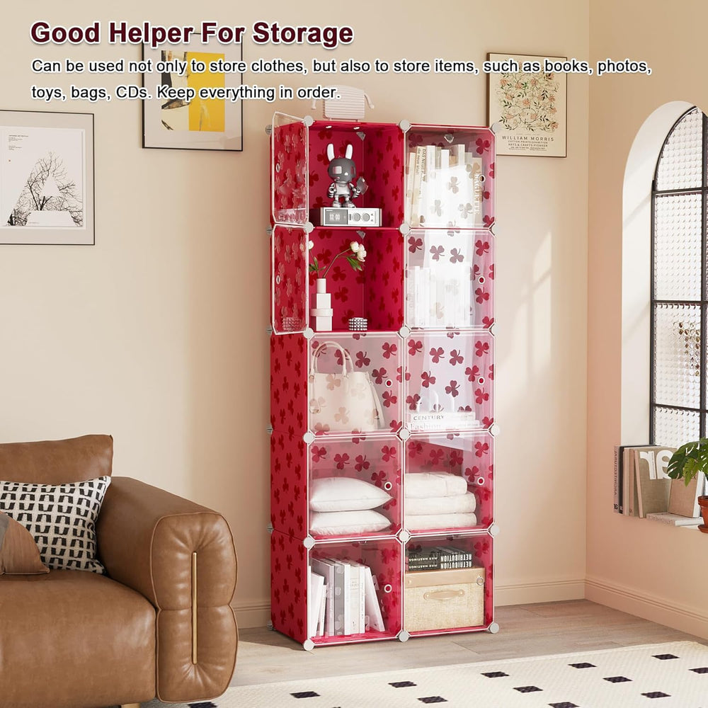 C&AHOME Cube Storage Organizer with Doors, 10-Cube Shelves, DIY Plastic M...