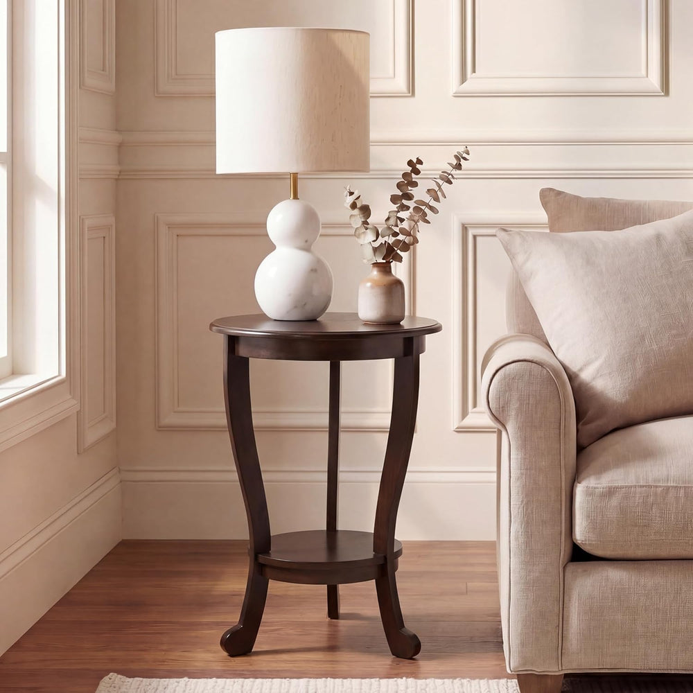 SAFAVIEH Furniture - Mary Pedestal Table - Dark Chocolate - Solid Wood - Farm...