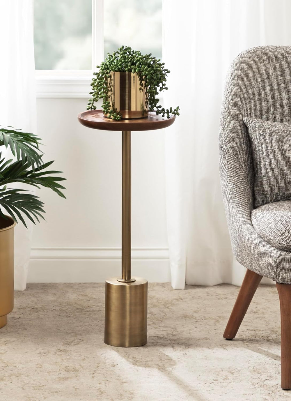 Kate and Laurel Xyler Modern Metal and Wood Round Drink Table | 10 x 10 x 24,...