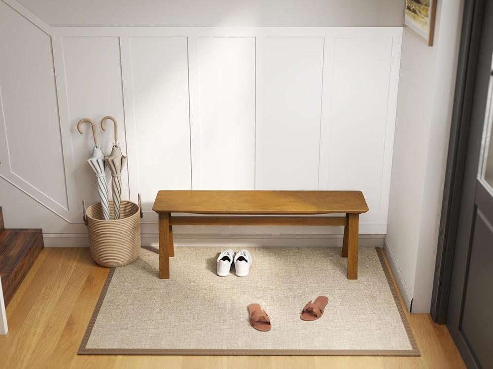 LukeAlon Rustic Solid Wood Long Dining Bench, Walnut Color | Heavy Duty Farmh...