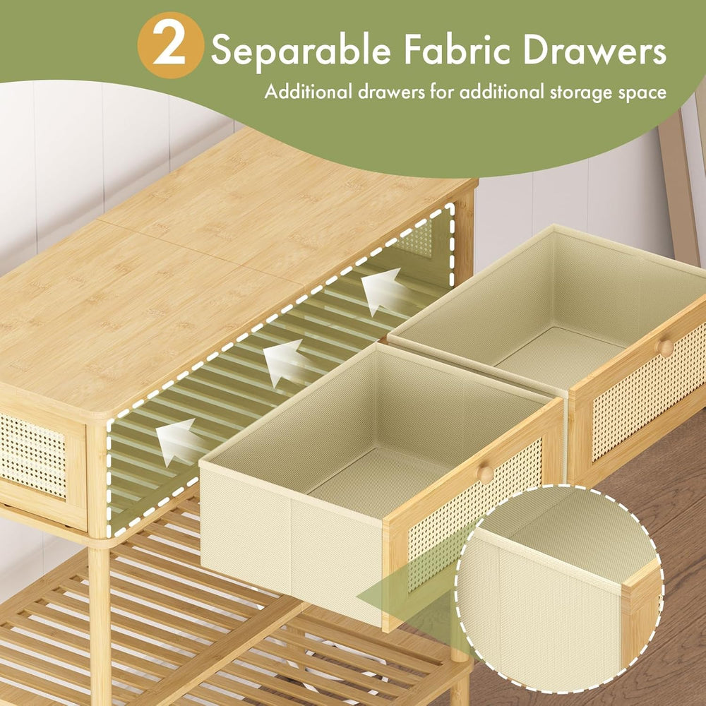 Entryway Table Sofa Console Table, Bamboo Small Entry Way Table with Drawers ...