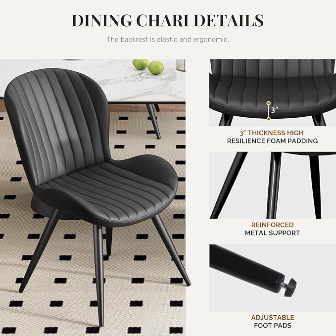 Dining Chairs Set of 2 Modern Fabric Dining Room Chairs Upholstered Dining Ch...