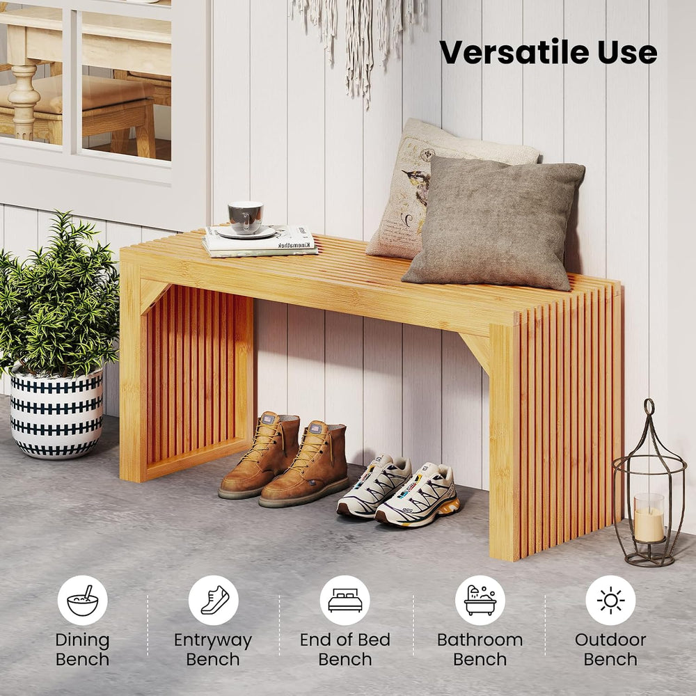GIANTEX 36" Bamboo Dining Bench, 660Lbs Capacity, 2-Person Kitchen Table...