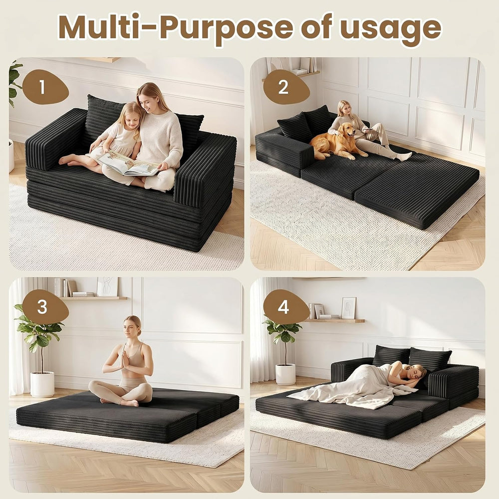 Loveseat Sofa Bed,Small Couch Bed Futon Sleeper Sofa,Convertible Pull Out Cou...