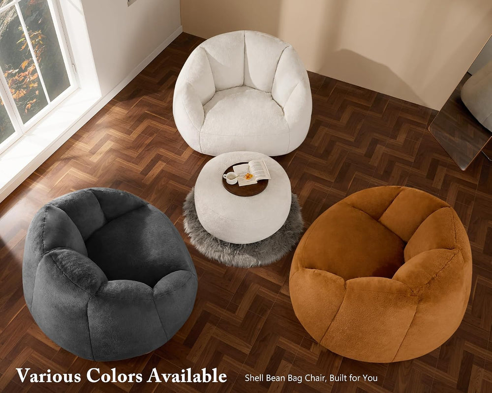 Gericco Giant Bean Bag Swivel Chair for Adults with Ottoman - Comfy Plush Rou...