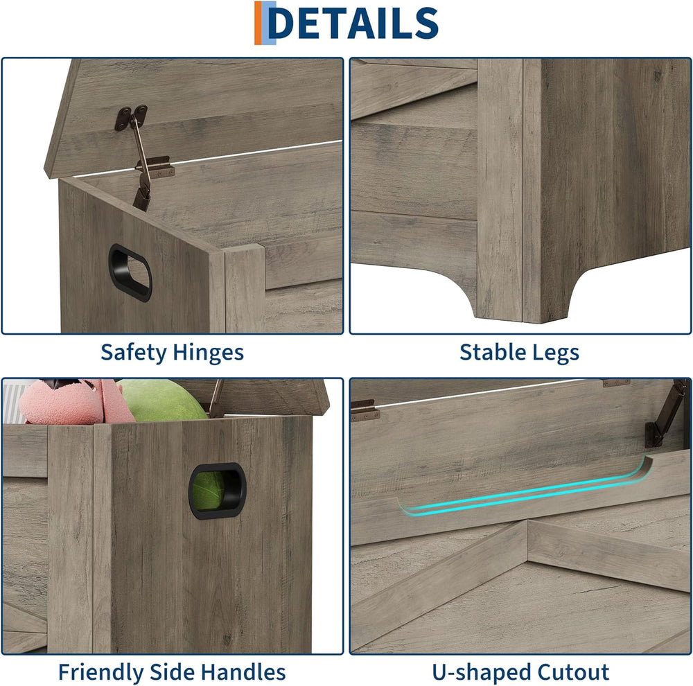 GAOMON Storage Chest, Storage Bench with Safety Hinge, Farmhouse Style Wooden...